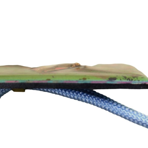 Abstract Green Bolo Tie OOAK Artist Signed Gold Collage Western Necklace - Picture 2 of 9